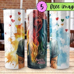 Diseño de envoltura para vaso delgado de 20 oz con tecnología de ADHD Awareness, PNG neurodivergente, diseño de sublimación, descarga digital SOLAMENTE