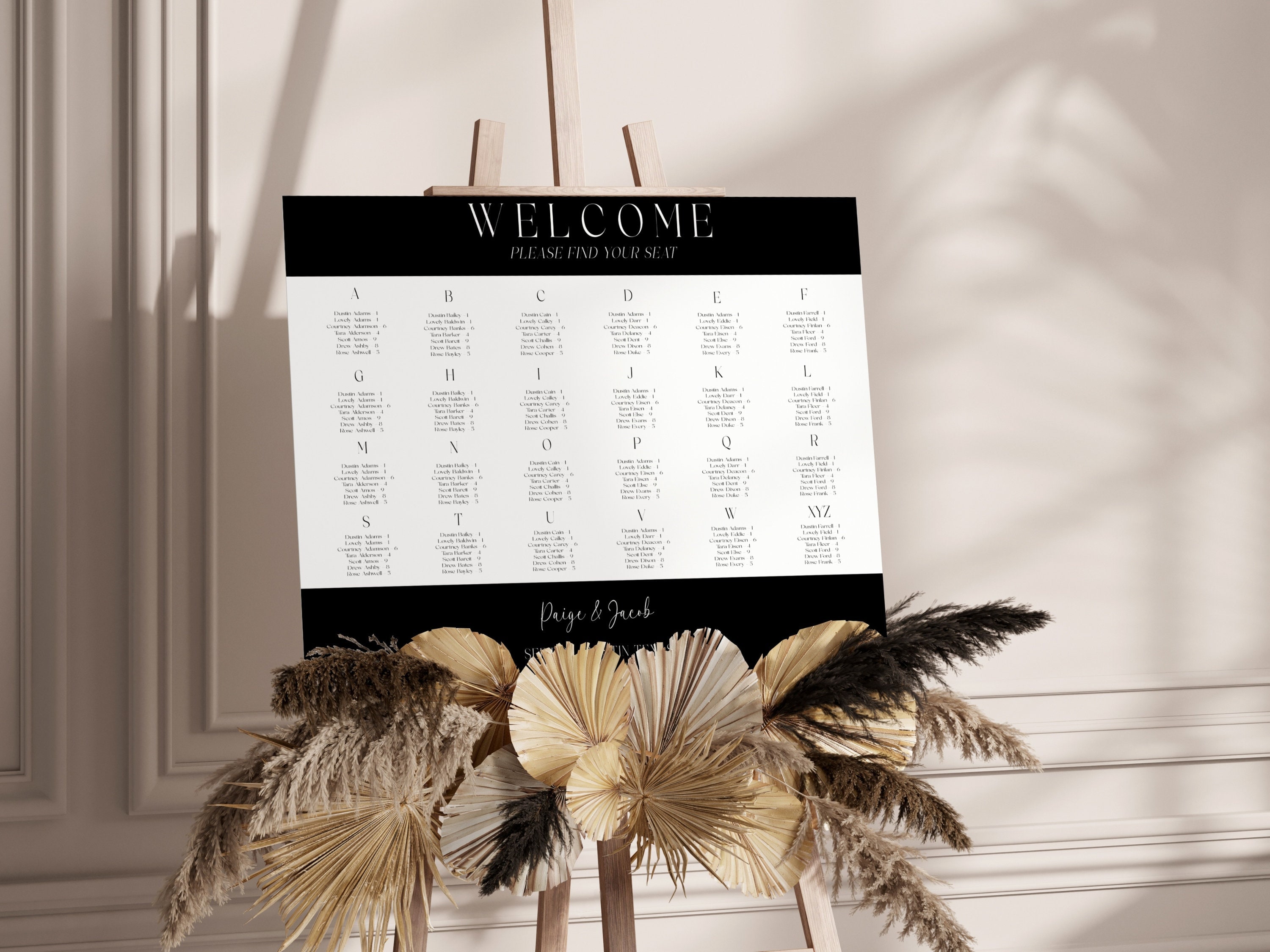 Personalized Wedding Seating Chart Find Your Seat Elegant Seating Plan