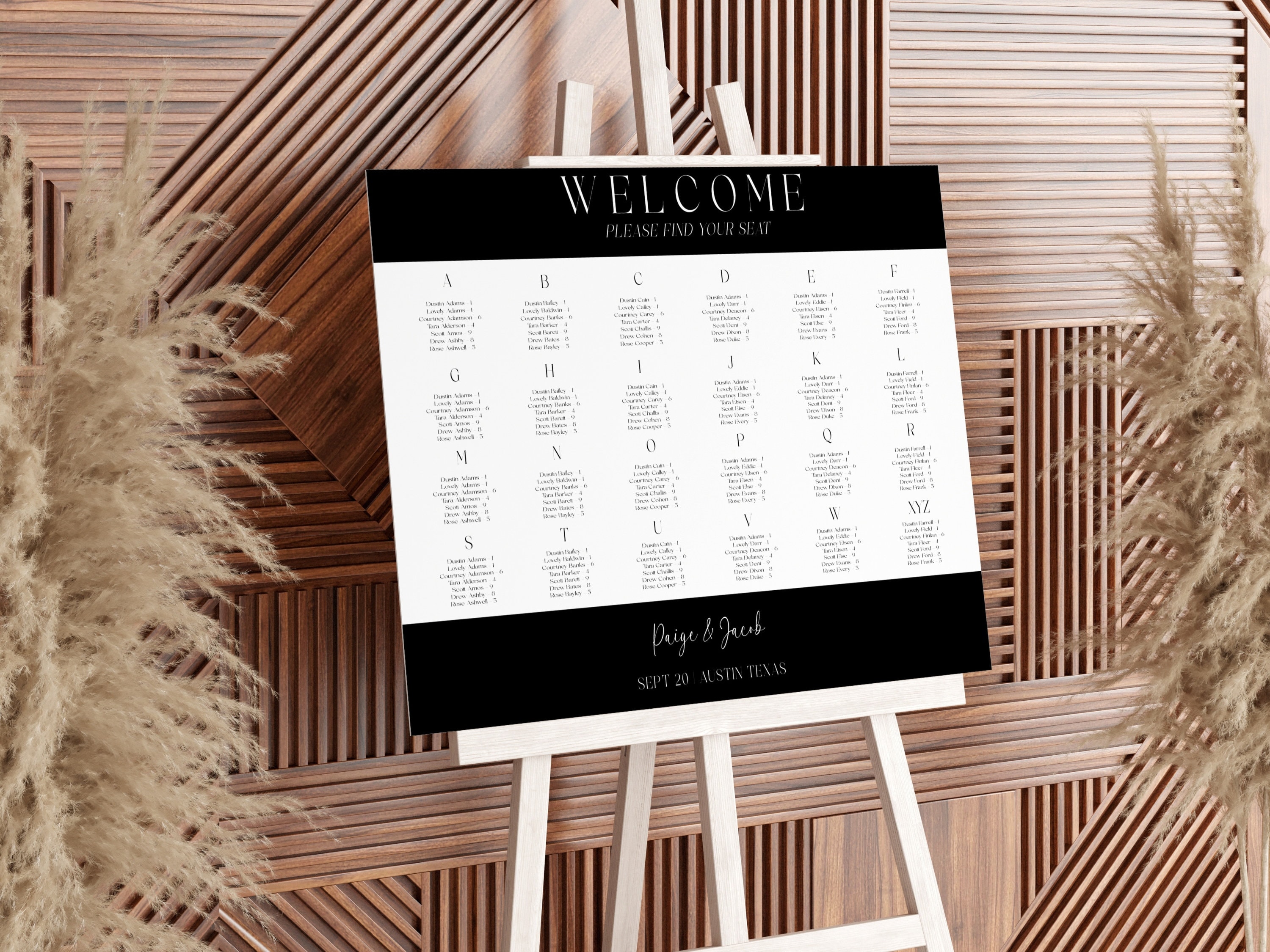 Personalized Wedding Seating Chart Find Your Seat Elegant Seating Plan