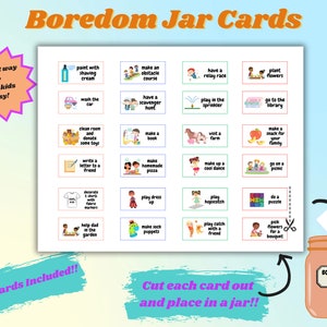 Boredom Busters Printable | Boredom Buster Jar | Activity Cards | Kids Summer Activity | Family Activity | Fun Activities for Summer