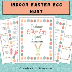 Indoor Easter Egg Hunt Clues | Easter Scavenger Hunt for Kids | Printable Easter Activity