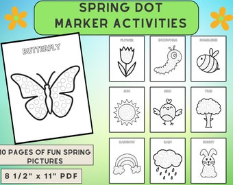 Spring Dot Marker Worksheets | Do-a-Dot Printables for Preschool | Fine Motor Skills Activity