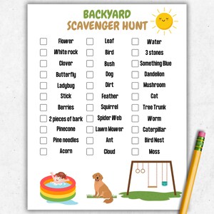 Outdoor Scavenger Hunt for Kids | Printable Backyard Scavenger Hunt for ...