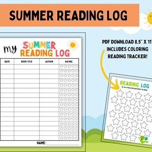 Summer Reading Log for Kids | Printable Summer Reading Chart | Reading Tracker | Reading Challenge | Instant Download