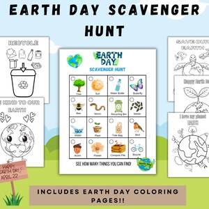Earth Day Activity Bundle | Interactive Scavenger Hunt | Earth Day Worksheets | Coloring Pages for Early Learners