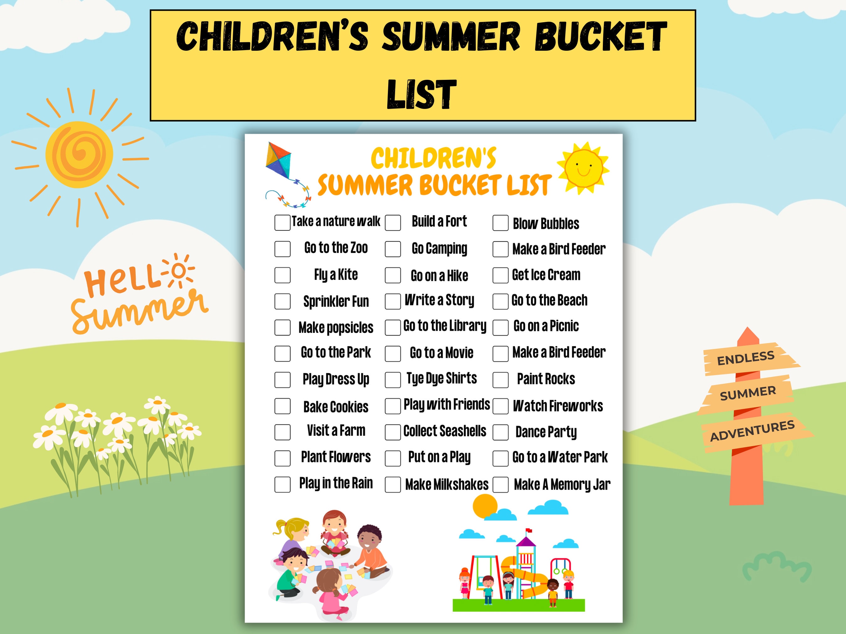 Summer Bucket List Printable Summer Break Bucket List Summer Check List ...