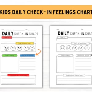 Kids Feelings Chart | Feelings Check-In Worksheet for Kids | Emotions Chart | Emotional Regulation | Kids Emotions | Kids Mental Health
