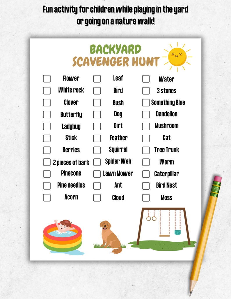 Outdoor Scavenger Hunt for Kids | Printable Backyard Scavenger Hunt for ...