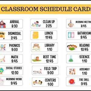 Daily Routine Cards for Teachers | Editable School Schedule Cards for Kids | Visual Routine Cards | Visual Schedule for Classroom