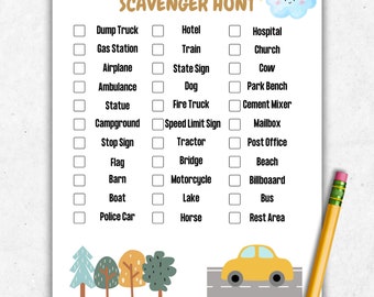 Road Trip Scavenger Hunt for Kids | Vacation Travel Activities | Travel Games | Road Trip Games | Kids Summer Activities