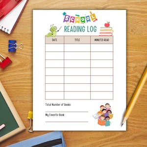 Reading Log |  Reading Tracker | School Reading Log | Kids Reading Log | Homeschool Reading | Printable Reading Log for Kids