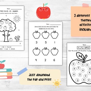 Apple-Aktivitäten für Kinder | Apple Aktivitätspaket | Apfel Arbeitsblätter | Apple-Aktivitäten Vorschule | Kindergarten | Hausschule zum Ausdrucken