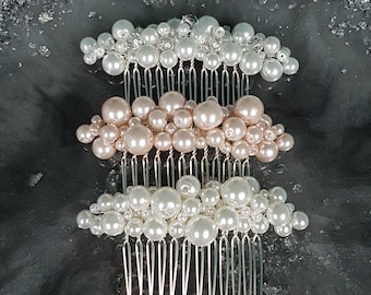 Haarkamm aus Perlen, Haarkamm aus Kristallen, Haarschmuck, Accessoire, Hochzeit, Perlen, Kristallen