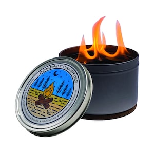 Compact Campfire | Portable Fire Pit | Burns up to 5 Hours | Made with Beeswax | Comes with Cork Trivet