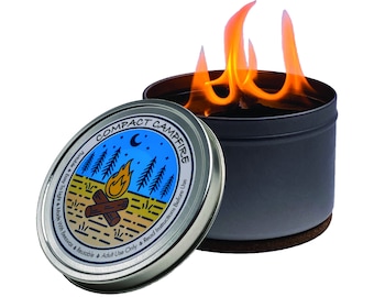 Compact Campfire | Portable Fire Pit | Burns up to 5 Hours | Made with Beeswax | Comes with Cork Trivet