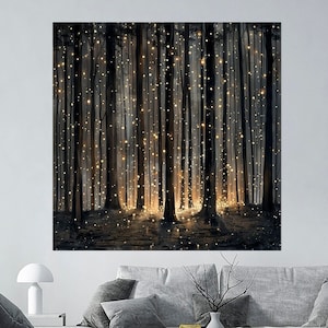 Firefly Forest Canvas Print, Mystical Enchanted Wall Art