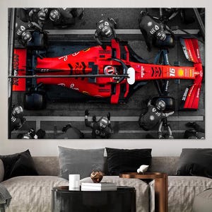 Formula One large canvas wall art prints Man cave decor Sports Car racing art F1 Ferrari print Pit Stop wall art Racing car gift