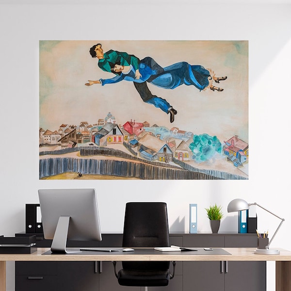 Marc Chagall print Over the Town Chagall art Large canvas art Famous painting print Marc Chagall Surreal art print Living room wall art