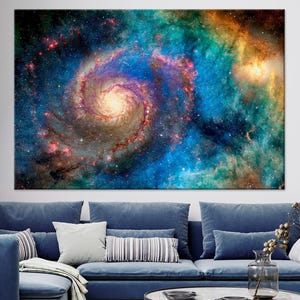 Space large canvas wall art prints NASA wall decor Milky Way galaxy wall art Spiral galaxy print Colorful nebula Space multi panel canvas