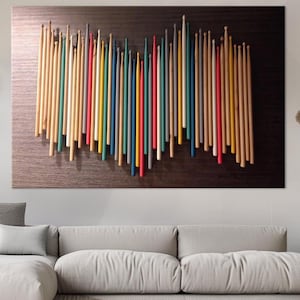 Drumsticks canvas print Music art Colorful Drum Sticks abstract art Large canvas Music Drummer gift Music Studio decor