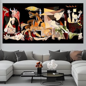Picasso Guernica large canvas wall art prints Reproduction print Colored Guernica artwork Famous print Pablo Picasso wall art
