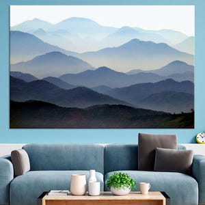 Blue Mountain large canvas wall art prints Blue Ridge Mountains print Abstract Mountains Extra Large wall art Living room