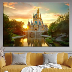 Fantasy Castle large canvas wall art prints Princess room decor Cinderella royal Castle print Magic nursery wall art