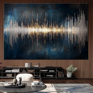 Abstract Soundwave large canvas wall art prints Music wall art Sound waves canvas Abstract print Music gifts Music room decor