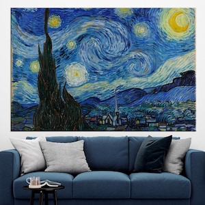 Starry Night large canvas wall art prints Van Gogh wall art Reproduction print Famous painting Vincent Van Gogh art Home decor