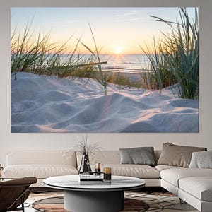 Sand Beach large canvas wall art prints Beach sunset landscape wall art Sand dunes print North Sea art Nature wall decor