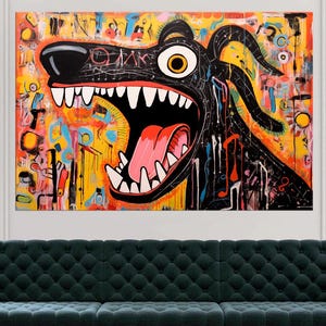 Dog Graffiti large canvas wall art prints Street art decor Colorful Dog graffiti wall art Pop art Dog print Modern home decor