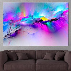 Colorful Abstract large canvas wall art prints Modern vibrant art Purple blue pink print Abstract splash wall decor
