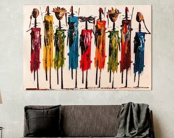 Abstract African art prints Large wall art African American canvas wall art African Woman art Living room wall art