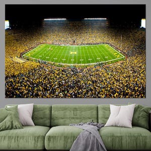 Michigan Stadium large canvas wall art prints Football decor American Football print Stadium wall art Michigan team gift