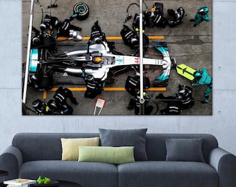 Formula 1 Pit Stop Canvas Art Print – Racing Car Wall Decor (Ready to Hang)