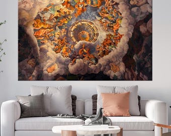 Giulio Romano Canvas Print: View of Olympus, Greek Mythology Art