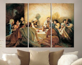 The Last Supper wall art canvas Jesus art Last Supper painting print Religious art Large canvas art Christian wall decor