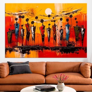 Abstract African large canvas wall art prints Ethnic African decor Masai canvas print Tribal wall decor Colorful living room art