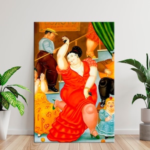 Fernando Botero dancing woman canvas print Botero wall art Reproduction print Contemporary art Living room decor Extra large wall art