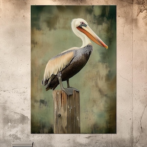 Pelican large canvas wall art prints Bird wall art Sea bird canvas Pelican print Pelican painting Beach house decor Housewarming gift