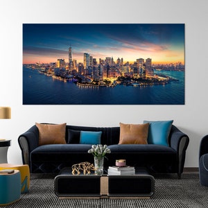 New York city print Night Lights New York Cityscape wall art Night City skyline canvas New York Large canvas art