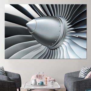 Plane Turbine large canvas wall art prints Aircraft wall art Aviation decor Engineering gift Turbine canvas Man cave decor