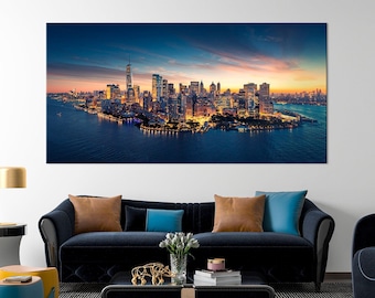 New York city print Night Lights New York Cityscape wall art Night City skyline canvas New York Large canvas art