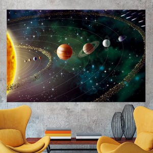 Solar System large canvas wall art prints Space Planets print Nursery wall decor Planets wall art Educational Space gifts