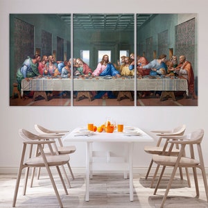 The Last Supper Christian wall art Leonardo da Vinci Last Supper painting print Religious art Large canvas art Living room wall art