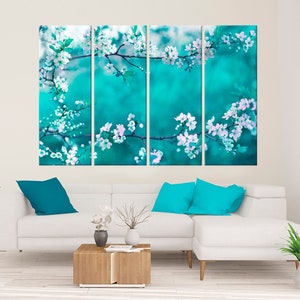Cherry blossom canvas wall art Sakura print Floral wall decor Blossoming cherry Flower Multi panel canvas Floral Large wall art