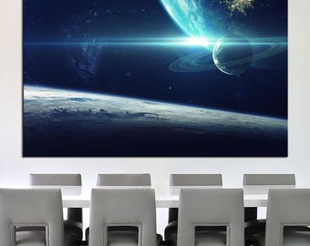 Outer Space Planet Canvas Wall Art: Galaxy, Celestial Prints for Living Room
