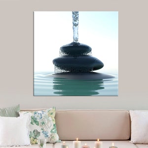 Zen wall art Water on Stones canvas Zen print Spa stones Large canvas art Meditation Salon decor Relax art print Spa gift