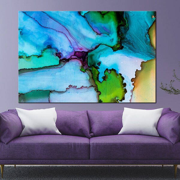 Blue Green Abstract Etsy