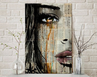 Abstract woman Face canvas wall art Abstract woman Portrait art Graffiti Woman Face canvas Newspaper painting print